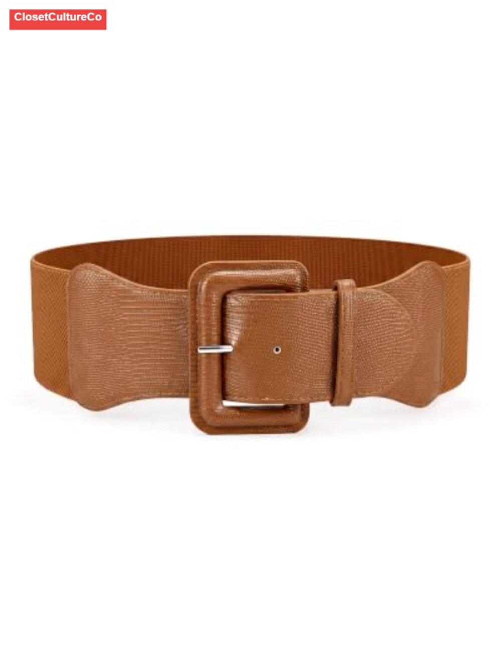Women Stretchy Wide Belt Faux Leather Elastic Waist Dress Belt